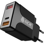 GCR-52891, GCR Сетевое зарядное устройство на 2 USB порта (QC 3.0 + PD 3.0 ), черный