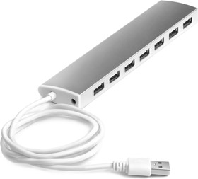 Фото 1/4 GCR-UH217S, USB Hub 2.0 на 7 портов, 0.6m, Plug&Play, LED, silver + разъем для доп питания