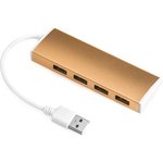 GCR-UH214BR, USB Hub 2.0 на 4 порта, 0.15m, Bronze + разьем для доп. питания