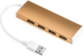 Фото 1/3 GCR-UH214BR, USB Hub 2.0 на 4 порта, 0.15m, Bronze + разьем для доп. питания