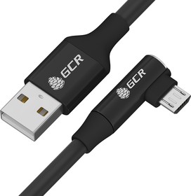 GCR-53433, GCR Кабель PREMIUM 0.7m USB AM/microB угловой правый, черный, AL case черный, 28/24 AWG