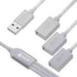 GCR-53354, GCR USB Hub на 3 порта, 0.35m, гибкий, AM / 3 х AF, белый