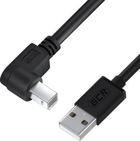 GCR-52930, GCR Кабель 0.5m USB 2.0 AM/BM угловой левый, черный, 28/24 AWG
