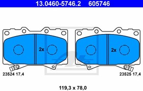 13.0460-5746.2, Колодки тормозные дисковые передн, LEXUS: LX 470 98-08 \ TOYOTA: LAND CRUISER 4.2 TDi 4x4 84-, LAND