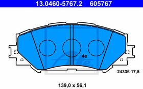 13046057672, Колодки тормозные дисковые передн, LEXUS: HS 250h 09- \ SUBARU: TREZIA 1.3/1.4 D 11- \ TOYOTA: AURIS 1.4 VVTi/1.6/1.6 VVTi 06-,