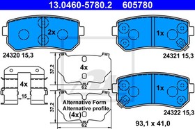 Фото 1/6 13.0460-5780.2, Колодки тормозные дисковые задн, HYUNDAI: ACCENT III 1.4 GL/1.5 CRDi GLS/1.6 GLS 05-10, ACCENT седан