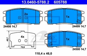 13.0460-5788.2, Колодки тормозные дисковые задн, CHEVROLET: CAPTIVA 2.0 D/2.0 D 4WD/2.2 D/2.2 D 4WD/2.4/2.4 4WD/2.4