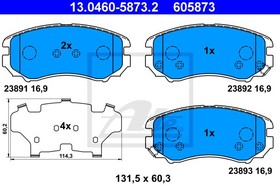 13046058732, Колодки тормозные дисковые передн, HYUNDAI: COUPE 1.6 16V/2.0/2.0 GLS/2.7 V6 01-09, ELANTRA 1.6 CRDi 00-06, ELANTRA седан 1.6 C