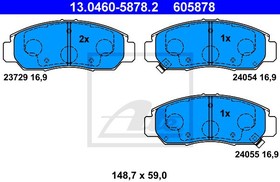 13046058782, Колодки тормозные дисковые передн, HONDA: CIVIC VII Hatchback 1.7 CTDi/2.0 i Sport 99-06, CIVIC VII седан 1.4/1.6/2.0 00-06, CI