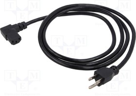 313003-01, Cable; 3x18AWG; IEC C13 female 90°,NEMA 5-15 (B) plug; PVC; 2m