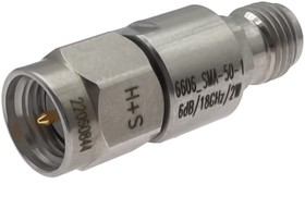 Фото 1/2 6610_SMA-50-1/199_NE, RF Attenuator Straight Coaxial Connector SMA 10dB, Operating Frequency 18GHz