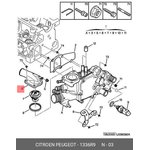 1336R9, Крышка термостата PSA: 2.0HDI