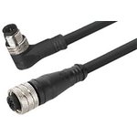 1200070511, Cordset, Black, Angled / Straight, 4A, 22AWG, 2m ...