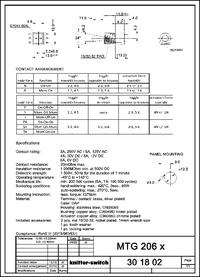 Mtg 206 P, Toggle Switch, Panel Mount, On-off-on, Dpdt, Solder Terminal 