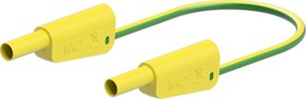 Фото 1/2 Measuring lead with (4 mm lamella plug, straight) to (4 mm lamella plug, straight), 1.5 m, green/yellow, silicone, 1.0 mm², CAT II, CAT III,