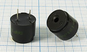 Зуммер магнитоэлектрический без генератора, 16x14, напряжение 6В, сопротивление 45 Ом, частота 2.048 кГц, 2P7.6, DAP1614B