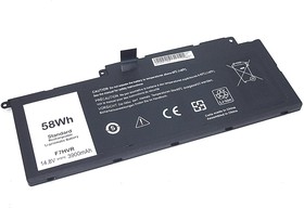 Аккумуляторная батарея для ноутбука Dell F7HVR-4S1P 14.8V 58Wh черная OEM