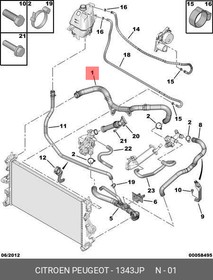 1343JP, Патрубок системы охлаждения PEUGEOT: BOXER 3 \ CITROEN: JUMPER PUMA 22DT