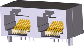 Фото 1/2 5406526-1, 5406526 Series Female RJ45 Connector, PCB Mount, Cat5