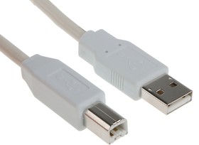 Фото 1/6 1487588-2, USB 2.0 Cable, Male USB A to Male USB B Cable, 1.5m