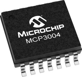 MCP3004T-E/ST, Analog to Digital Converters - ADC 2.7V 4-Channel 10-Bit A/D Converters with SPI Serial Interface