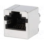 SS-60000-008, Гнездо, RJ45, PIN: 8, Кат: 6, экранированный, Конф: 8p8c, на PCB, THT