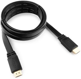 Фото 1/8 Кабель HDMI Cablexpert CC-HDMI4F-6, 19M/19M, v2.0, медь, позол.разъемы, экран, плоский кабель, 1.8м, черный, пакет