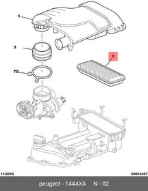 1444XA, Фильтр воздушный Peugeot 107 / Citroen C1