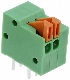 Фото 1/4 1-2834016-2, PCB Terminal Block, 2-Contact, 2.54mm Pitch, Through Hole Mount, 1-Row, Solder Termination