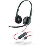 Наушники с микрофоном Plantronics Blackwire C3220 черный/красный 1.5м накладные оголовье (209745-201)