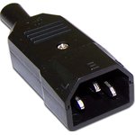 Вилка Вилка IEC 60320 C14, 10A, 250V, прямая, разборная, черная