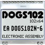 EA DOGS102N-6, Display: LCD, Graphic, 102x64, FSTN Positive, White, 39x38,1mm