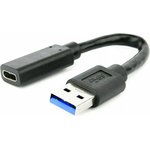 Кабель-переходник USB3.0 A-USB3-AMCF-01, AM/Type-C(F), медь, Pro, 0.1м, черн ...