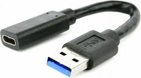 Фото 1/6 Кабель-переходник USB3.0 A-USB3-AMCF-01, AM/Type-C(F), медь, Pro, 0.1м, черн, пакет, A-USB3-AMCF-01