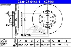24.0125-0141.1, Диск тормозной передн, FIAT: CROMA 1.8 16V/1.9 D Multijet/2.2 16V 05- \ OPEL: SIGNUM 1.8/1.9 CDTI/2.