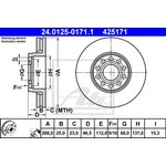 24.0125-0171.1, Диск тормозной передн, SKODA: SUPERB 1.8 T/1.9 TDI/2.0 01-08 \ ...