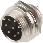 Circular Connector, 8 Contacts, Cable Mount, Miniature Connector, Socket, Male