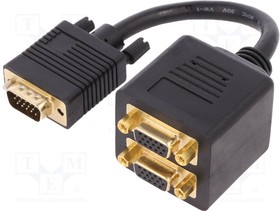 AK-310400-002-S, Cable; D-Sub 15pin HD socket x2,D-Sub 15pin HD plug; black