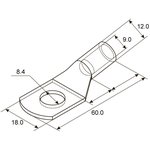 07-5316, Наконечник медный луженый ТМЛ 35-8-9 (35мм² - ø8мм) ГОСТ 7386-80 (в ...