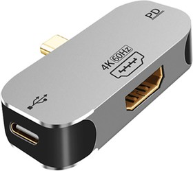 Адаптер Type C - HDMI + Type C + PD серый