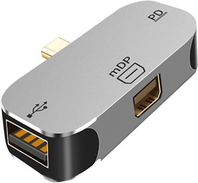 Адаптер Type C - Mini Display Port + USB + PD серый