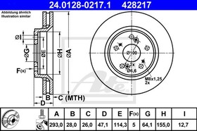 Фото 1/6 Диск тормозной передний HONDA CR-V III 2.0/2.4L 07-  /Vent D=293mm ATE 24.0128-0217.1