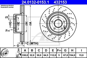 24.0132-0153.1, Диск тормозной передн, MERCEDES-BENZ: E-CLASS E 200 CDI/E 200 CDI/E 200 Kompressor/E 200 Kompressor/