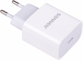 Фото 1/5 Быстрое зарядное устройство для iPhone, 220В , порт Type-C, выходной ток 2A, белое 455507