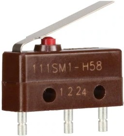 Фото 1/2 111SM1-H58, Basic / Snap Action Switches BASIC SWITCH SPDT 250Vac 5A STR LEVER