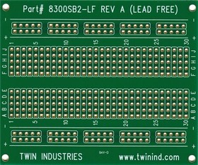 8300SB2-LF, PCBs & Breadboards Prototyping board designed to match Twin Industries solderless breadboards TW-E40-510. Plated holes, marked r