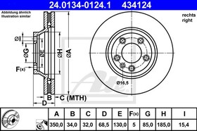 24.0134-0124.1, Диск тормозной передн прав, AUDI: Q7 3.0 TDI/3.0 TFSI/3.6 FSI/4.2 FSI/4.2 TDI/6.0 TDI 06- \ PORSCHE: