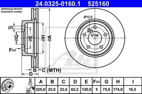 24.0325-0160.1, Диск тормозной передн, POWER DISC, BMW: X3 2.0 d/2.0 i/2.5 i/2.5 si/3.0 d/3.0 i xDrive/3.0 si/xDrive