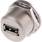 Straight, Panel Mount, Socket Type A IP68 USB Connector