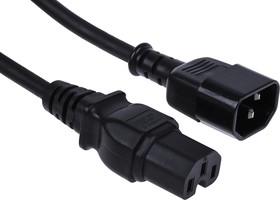Фото 1/5 IEC C14 Plug to IEC C15 Socket Power Cord, 2m
